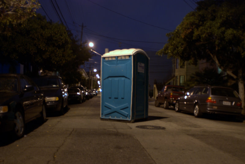 portapotty in the middle of the street